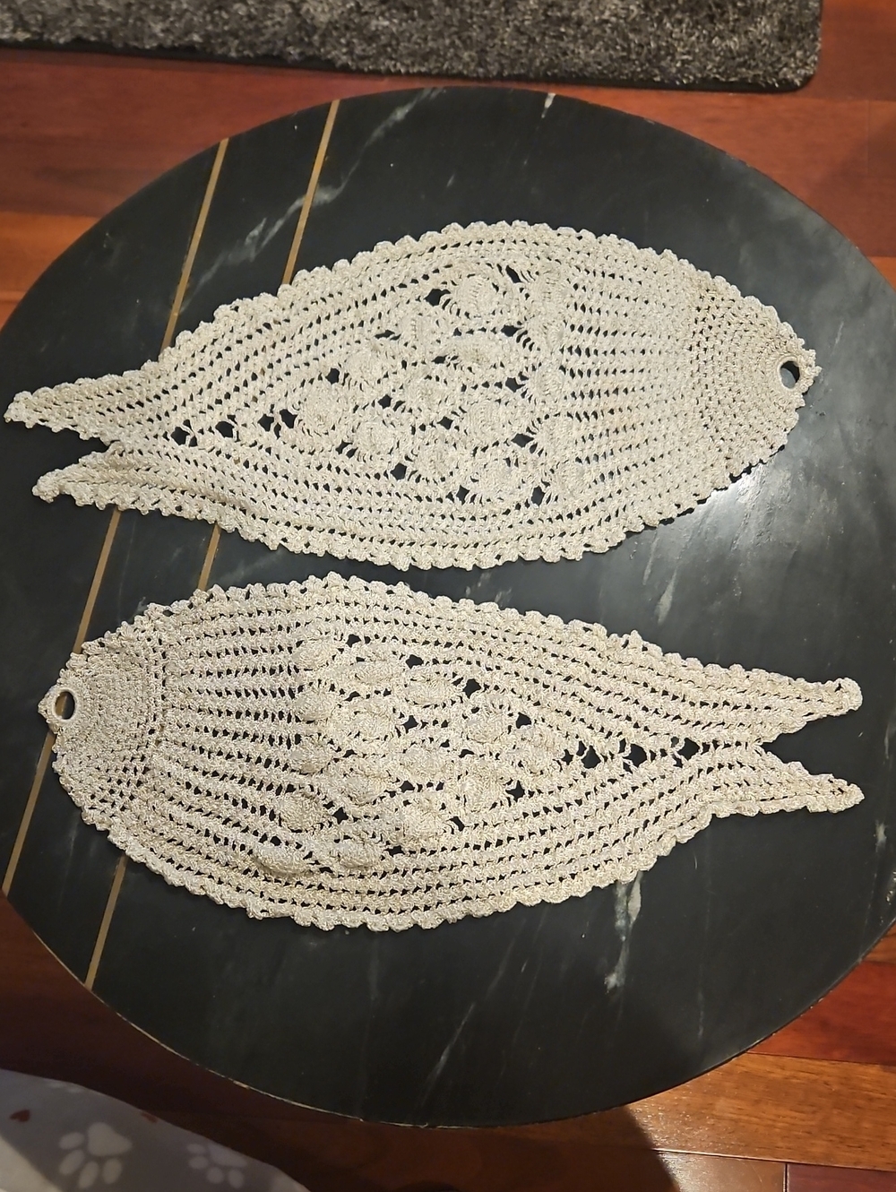 6 Piece Cream Crochet Doilies Runners